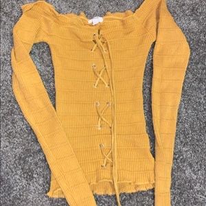 yellow off the shoulder top